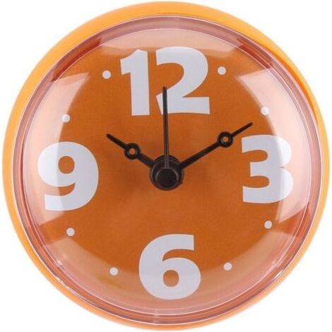 Wasserdichte Duschuhr, Wanduhr mit Saugnapf, wasserdichter Saugnapf für Wand, Fenster, Spiegel, Badewanne, Dusche, Badezimmeraccessoires (Orange) (1/4)
