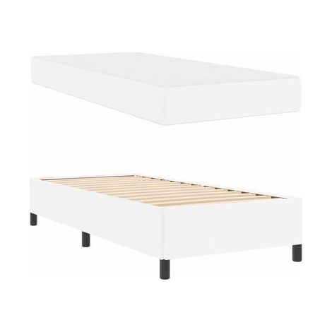 Cadre de lit matelas, blanc, 80 × 200 cm, tissu, tissu doux et respirant, pour chambre, décor moderne, facile à assembler (1/5)