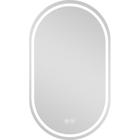 Miroir mural ovale sans cadre 60x90 cm avec écran tactile anti-buée pour salle de bain (1/5)