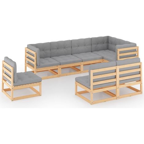 Maison Exclusive - Set Salotto Giardino 8 pz Cuscini Antracite Legno Massello Pino (1/5)