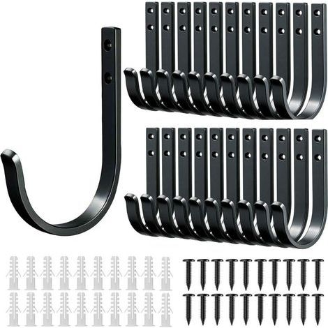 20 Pièces Crochets Muraux Métalliques Patères Noires Résistantes à Visser Supports Muraux pour Manteaux Serviettes et Sacs Entrée Chambre Salle de Bain avec 20 Vis Noir (1/5)