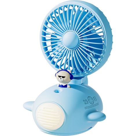 Niedlicher Luftbefeuchter-Ventilator mit Sprühfunktion, USB-Ladefunktion, ideal für Studentenwohnheim, Büro oder Schule, Blau (1/5)
