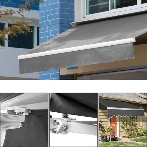 Hengda Tenda da sole retrattile per balconi con tessuto resistente ai raggi UV e all'acqua angolo regolabile 0-30° 250x200cm Grigio (1/5)