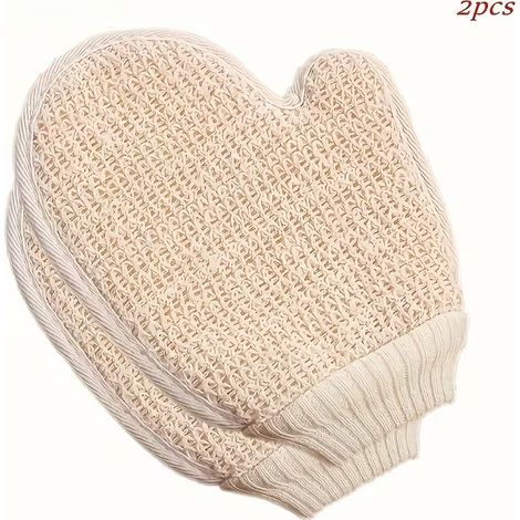 2-teiliges Sisal-Peeling-Duschhandschuhset, Handtuchhandschuhe, Badehandschuhe, doppelseitige Peelinghandschuhe für Spa-Massage und Körperpeeling (1/5)