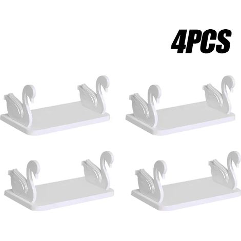 (Blanc - Lot de 4) Étagère murale cygne sans perçage, rangement pour salle de bain, organisateur de cuisine, étagère murale multifonctionnelle pour la décoration intérieure (1/5)
