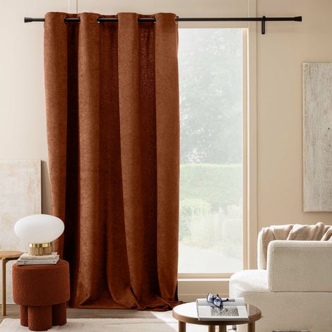 Rideau tamisant à œillets 140 x 260 cm – Bouclette unie WINONY - Terracotta