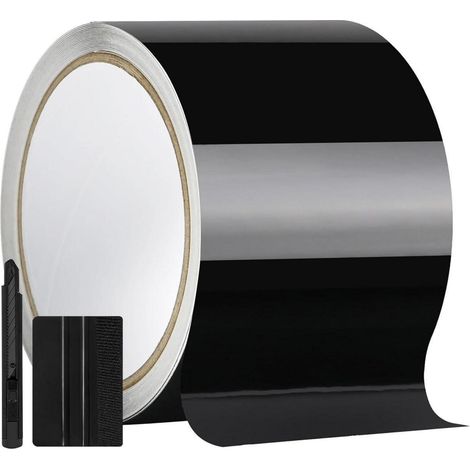 Glänzende schwarze Autofolie 10cm x 900cm mit Werkzeug-Kit (1/5)