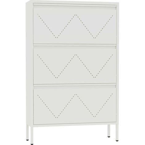Scarpiera 3 ante Mobili Rebecca Lumi 125x80x26 Acciaio Bianco (1/5)
