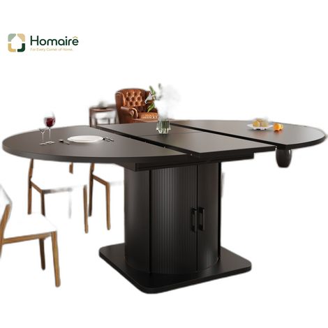 Table Ă manger noir avec rangement et couchage coulissant en mdf 118 x 118 x 76 cm HOMAIRE (1/5)