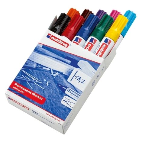 Edding 500 marcador permanente Punta de cincel Negro, Azul, Marrón, Verde, Azul claro, Naranja, Rosa, Rojo, Violeta, Amarillo 10 pieza(s)