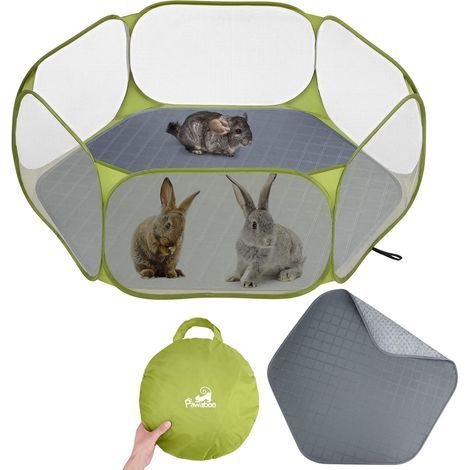 Waterproof Small Animal Playpen, Portable Fence with Washable Mat, Outdoor Enclosure for Rabbits and Chicks (1/5)
