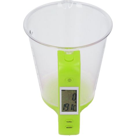 Tragbarer Küchenmessbecher (1 kg) mit elektronischer Waage und LCD-Bildschirm, grün, ideal für Kaffee, Milch und Gewürze. (1/5)