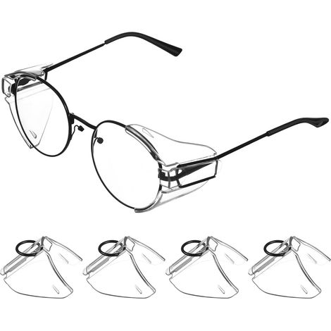Protections Latérales Universelles pour Lunettes (2 Paires) - Protection Oculaire Transparente en PC contre Éclaboussures et Poussière, Écrans Latéraux Amovibles pour Et de Soleil,Bricolage (1/5)