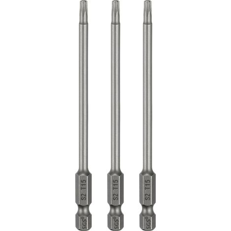 3Pcs Embout Tournevis T15 Torx Tige Hexagonale 1/4" Magnétique (1/5)
