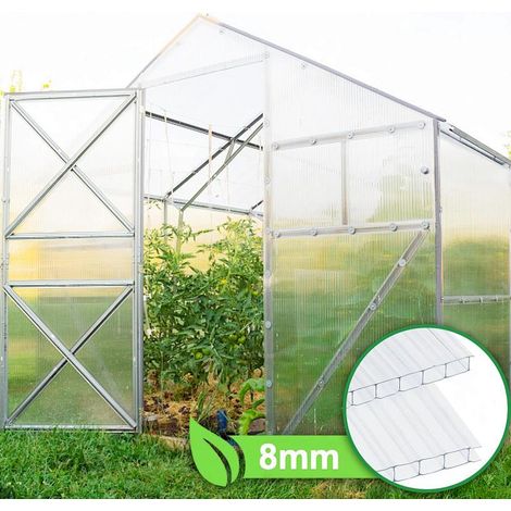 Wolketon 10x Doppelstegplatten 8mm Zuschneidbar 121x60,5cm Polycarbonat 7,32m² UV-beständig Klar Hohlkammerplatten Gewächshaus Platten Stegplatten