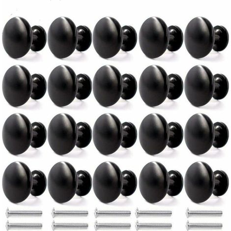 20PCS Boutons de Porte Boutons de Tiroir 30mm Vintage Poignées Boutons de Meuble de Meuble pour Placards de Cuisine (Noir) (1/5)