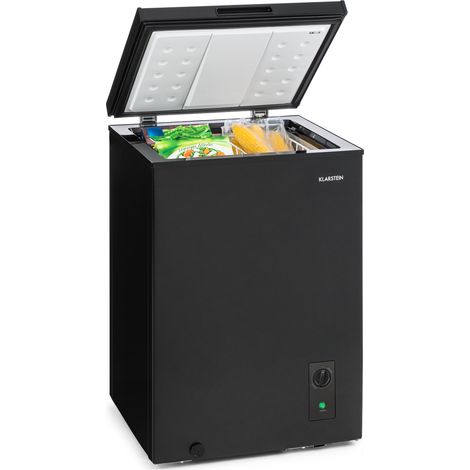 Klarstein Free Standing Chest Freezer Fridge, Compact Mini Freezer for Bedrooms, Home & Office, 99L Compact Chest Freezer, Energy Efficient Upright Small Freezer UK w/ Basket, Freezer w/ Floor Rollers (1/5)