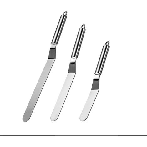 JSSEVN - Angled Pastry Spatulas, Stainless Steel Palette Spatulas, Decorative Spatulas for Icing Cakes, Cupcakes and Pastries, Set of 3 (1/5)