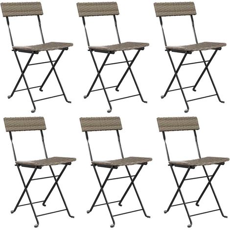 Maison Exclusive - Bistrostühle 6 Stk. Klappbar Grau Poly Rattan