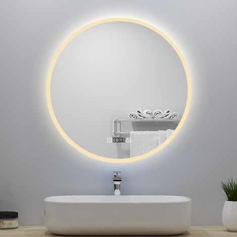 Ocean 70cm Horloge Miroir LED Rond 3 Couleurs Salle de Bain (1/5)