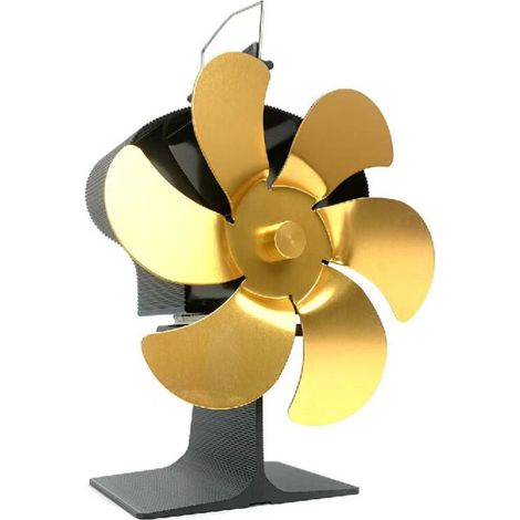 Fireplace fan – 6-blade, thermally driven fireplace fan – Low-noise fan for wood stoves/fireplaces (Gold)--DTEKGAZ