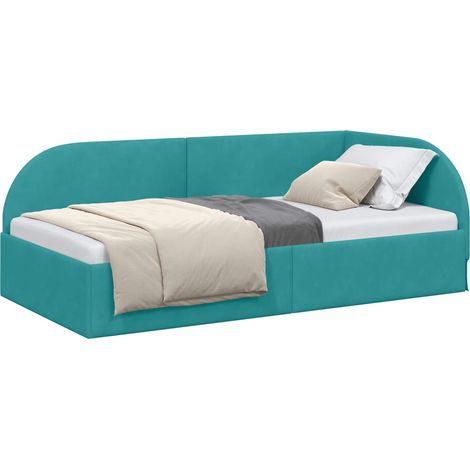 Corner Bed Frame with Headboard Turquoise 80 cm x 200 cm Velvet vidaXL