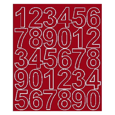 Numéros autocollants auto-adhésifs de 4,5 cm, rouge foncé mat.