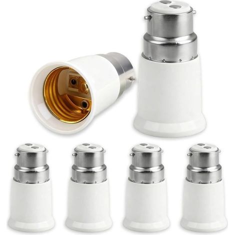 6 Pièces Adaptateur Douille B22 vers E27 Convertisseur Ampoule Baïonnette B22 vers Vis E27 Compatible avec LED Incandescente Halogène pour Eclairage 0-250V (1/5)