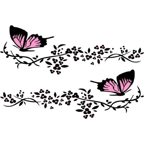 Adesivo per auto - Adesivo per finestrino - Adesivo divertente per auto - Adesivo per moto - Pellicola adesiva per auto - Design con farfalle e fiori - 11 x 30 cm (1/4)