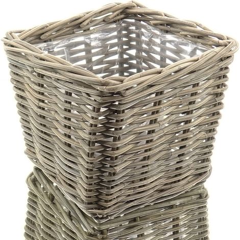 Van der Leeden – Cache-pot carré en rotin gris avec doublure plastique – 27 x 27 x 25 cm, 13,9 L (1/5)