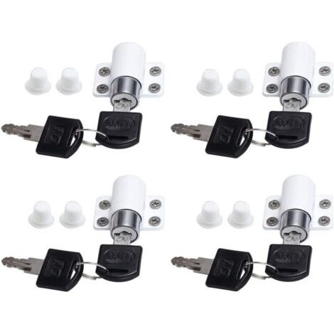 4pcs Verrous de Fentre Porte Coulissante Patio Embrailleur Bloc Baie Vitre Coulissante Verrouillage Coulissant Serrure Porte Coulissant Restricteur avec Cl pour Enfants Bb Scurit-Blanc (1/4)