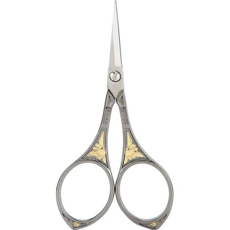 Paire de ciseaux vintage motif tournesol, acier inoxydable pour couture, coupe de tissu, outil de broderie noir et or (1/5)