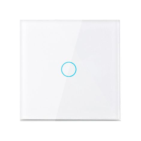 Interruttore tattile bianco, 1 canale, 86 mm x 86 mm x 35 mm, 1 interruttore a sensore tattile puro, interruttore con pannello in vetro (1/5)
