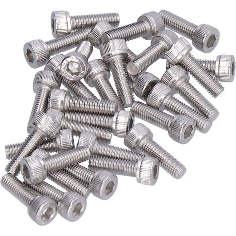 Vis de tête cylindrique M5x16 A2-70, lot de 30 pièces en inox, kit de fixation pour maintenance et réparation, visserie métallique résistante. (1/5)
