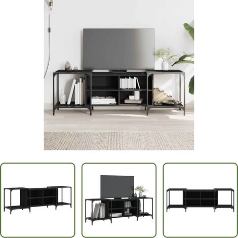 Meuble tv bois d'ingénierie - Meuble TV noir 153x37x50 cm bois d'ingénierie (1/5)