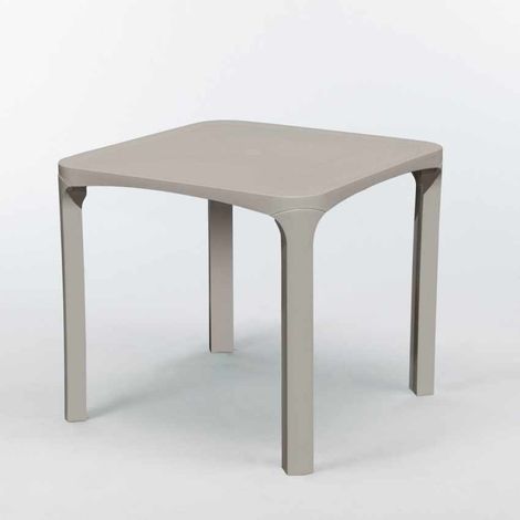 14er Set Grand Soleil Olè quadratische Stehtische aus Polyrattan 80x80 cm - Beige