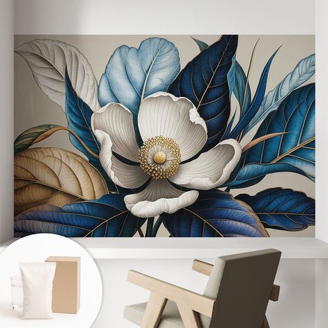 Papier peint intissé mural avec imprimé pour décoration pour salon pour chambre à coucher pour entrée Flore élégante 104x70 cm (1/5)