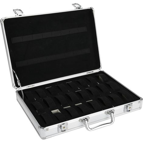 Boîte de rangement et d'affichage pour montres en alliage d'aluminium, 24 compartiments, type valise. (1/5)