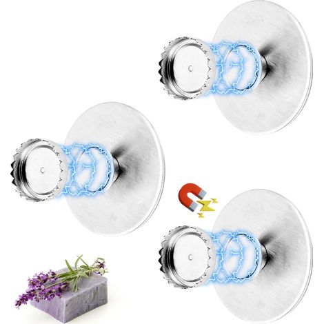 savon Magnétique, 3 Pièces Porte-Savon Aimanté sans Perçage, Acier Inoxydable pour Salle de Bain et Cuisine (1/5)