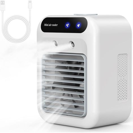 Aire acondicionado portátil silencioso, enfriador de aire de 500 ml, 2 velocidades + 2 modos de niebla, ajuste de viento de 15°, mini enfriador móvil - KZQ (1/5)