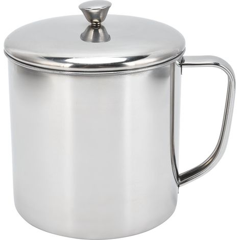 Tasse à thé portable en acier inoxydable 304 avec couvercle et poignée, idéale pour boire du lait à la maison, en extérieur ou en voyage. (1/5)