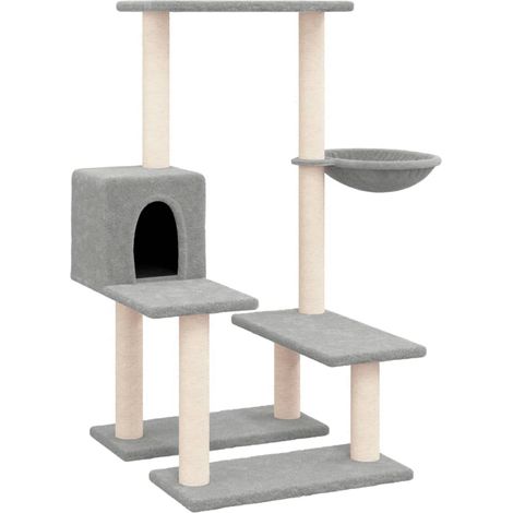 Tiragraffi per gatti Mobili per arrampicata su torre Tiragraffi Piattaforma da arrampicata con tiragraffi in sisal leggero 94,5 cm grigio 020022629