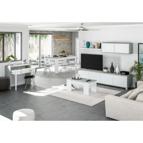 KIT TAVOLO CAFF ELEV 50X100X45/56H BIANCO/CEMEN