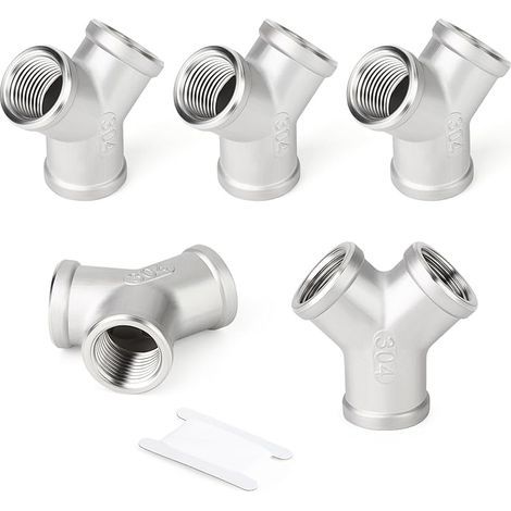 Stück 1/2" BSP Innengewinde 304 Edelstahl 3-Wege Y-förmige T-Rohrverbinder (1/5)