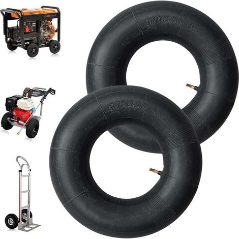Chambre à Air 4.10/3.50-6, Lot de 2 Pneus pour Chariot à Main Chambre a Air Brouette avec Tige de Valve Chambre à air de Rechange pour Chariot De Jardin, Tondeuse à Gazon, Tube De Remplacement (1/5)