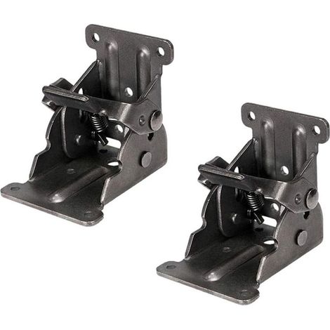 Support pliable en 2 parties, charnières autobloquantes, charnière à rabat pour meubles pliables, fixations et entretoise pour pieds de support pliables, pour tables, lits et meubles à mécanisme. (1/5)