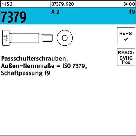 Vis d'épaulement d'ajustage ISO 7379 6 f9 M5x 16 A 2 50 pièces