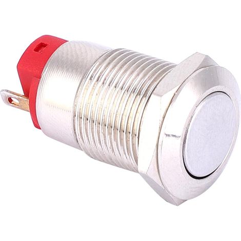 Lot de 2 interrupteurs à bouton-poussoir métalliques à 2 broches, étanches, tête plate de 12 mm. (1/5)