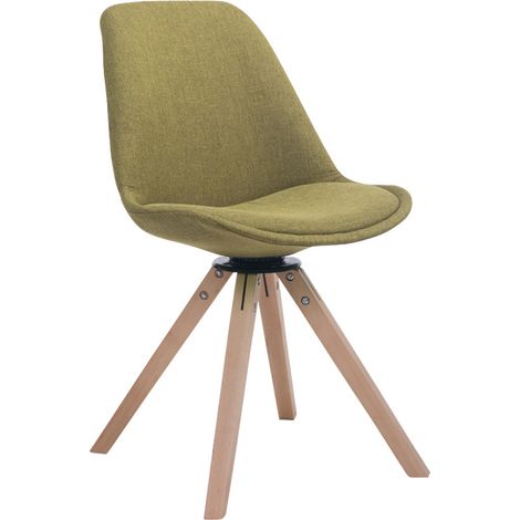 Silla de comedor x1 Silla para visitas giratoria 360° de tela verde, base de madera cuadrada clara 100003477