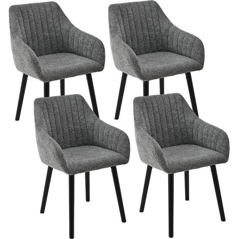 Lot de 4 chaises de salle à manger grises avec accoudoirs et pieds en bois (1/5)